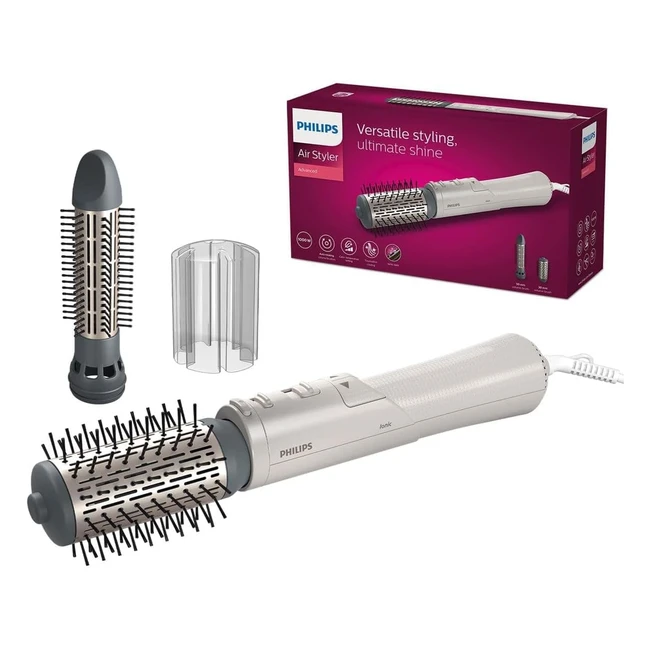 Philips Airstyler Serie 7000 - Rotierende Volumenbürste aus Turmalinkeramik und 2 Stylingaufsätzen (BHA71000)