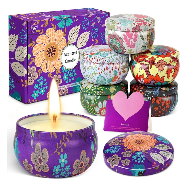 Set 6 candele profumate alla lavanda, rosa, gardenia, gelsomino, rosmarino e vaniglia - Regalo perfetto per compleanni, anniversari e feste