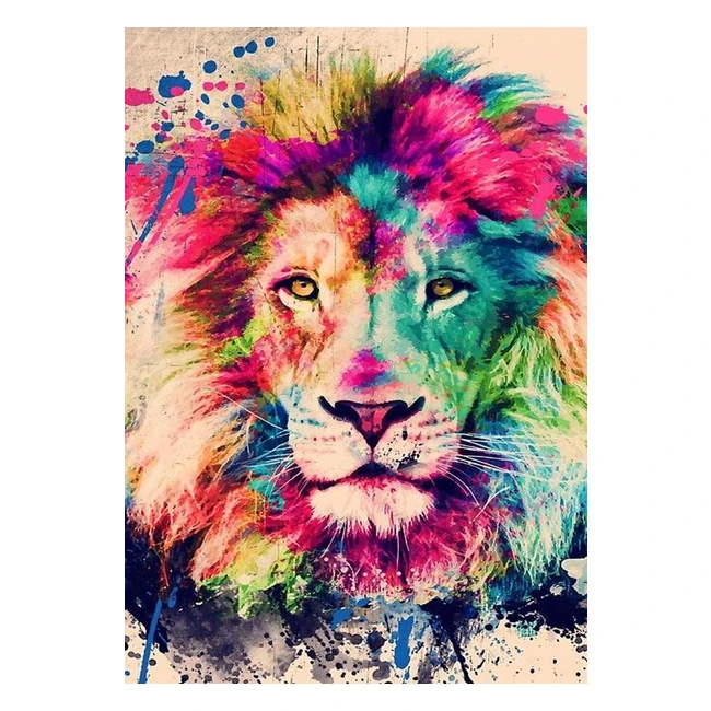 Peinture Diamant Lion 5D Complet pour Enfants - Kit DIY Décoration Murale Intérieure