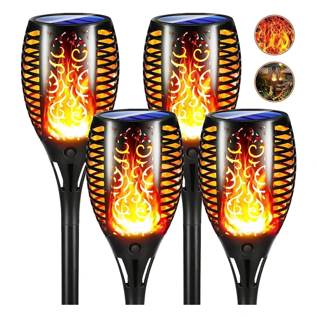 Moxled Solar Flame Light - 4er Pack IP65 wasserdichte Solarleuchten fr Garten 