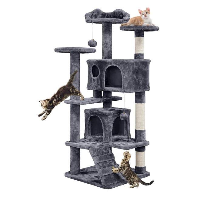 Stabiler Kratzbaum für Katzen - Yaheetech - H 137cm - Dunkelgrau