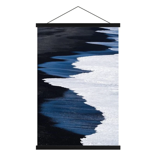 Sanauto A2 Poster Frame Hangers - Magnetic Wooden Rails for 42x59, 42x30, 40x60 Landscape Art - Extra Strong Magnets - 42cm Black