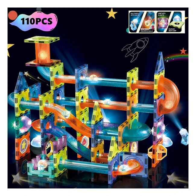 Jeu de construction magnétique pour enfants - 110 pièces - Blocs de construction éducatifs aimantés - Cadeau créatif pour garçons et filles de 3 à 8 ans