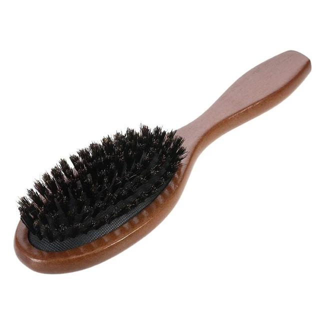 Brosse à cheveux Anself en poils de sanglier naturels, antistatique, massage du cuir chevelu, poignée en bois de hêtre