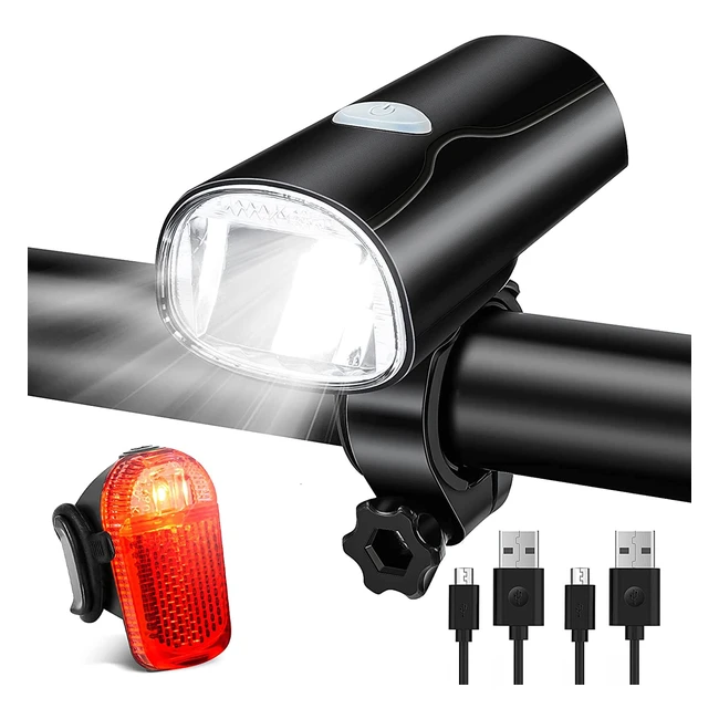 LED Fahrradlicht Set STVZO zugelassen - Wasserdicht und USB-Aufladung - Front- u