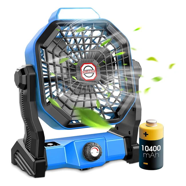Leiser tragbarer Mini-Ventilator mit 10400mAh Akku und LED-Licht - Ideal fr O