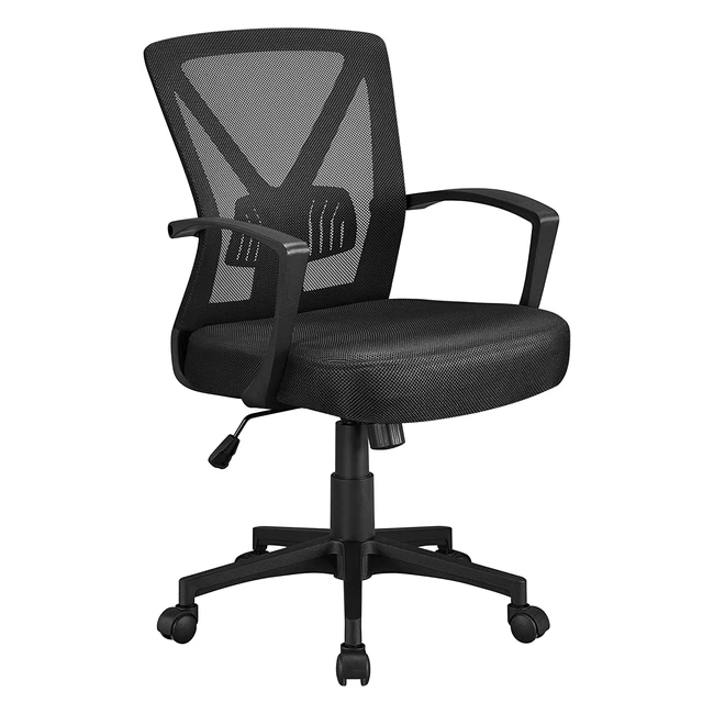 Ergonomischer Bürostuhl mit Netzrückenlehne und Armlehnen - Yaheetech Schreibtischstuhl, belastbar bis 136 kg, Schwarz