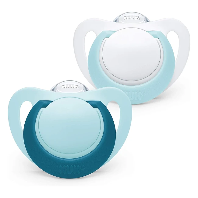 NUK Genius Baby Dummies - BPA-free Silicone Soothers Blue 2 count - 6-18 mont