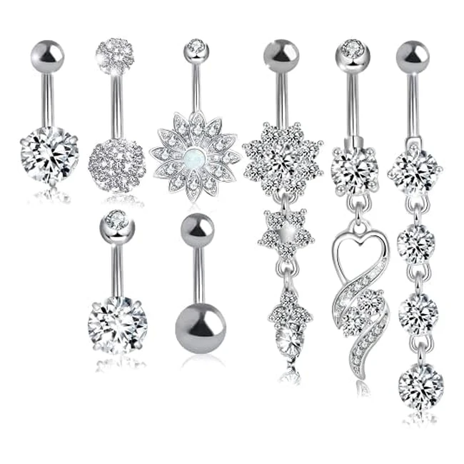 812 pcs Defrsk Belly Button Rings for Women - Stainless Steel Curved Piercing Jewelry