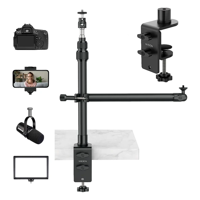 2022 Upgrade Tischstativ mit Magic Arm und C-Klemme - 360° Kugelkopfarm für Kamera, Tischringlicht - 44-105 cm verstellbares Overhead-Stativ für Live-Streaming, TikTok, Webcams