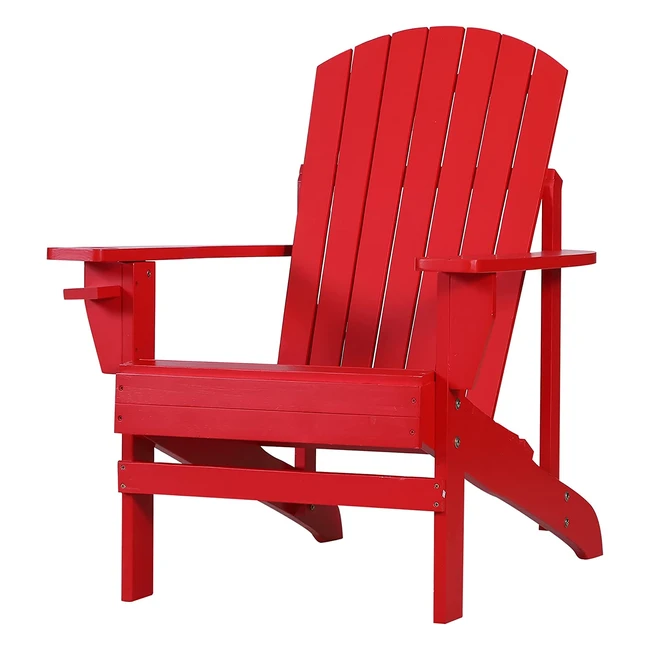 Outsunny Adirondack Gartenstuhl mit Becherhalter, wetterfestem Holz und ergonomischem Design