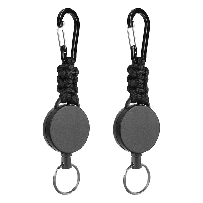 Porte-clés rétractables Vicloon (2pcs) avec mousqueton robuste et cordon en fil d'acier pour la randonnée et l'extérieur