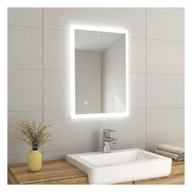 EMKE 500x700mm LED Bathroom Mirror with Touch Control Switch and Demister - Illuminated LED Mirrors