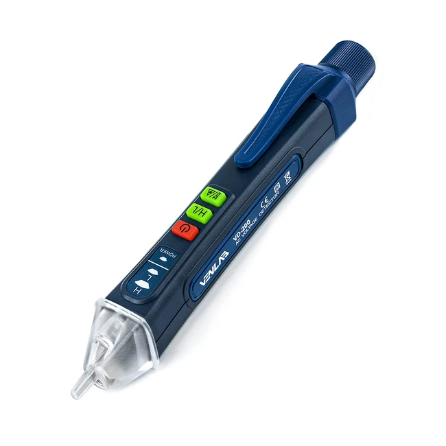Detector de Voltaje Sin Contacto Venlab, Identificación de Fase y Neutro, LCD, Doble Rango 12V-1000V/48V-1000V, Alarma, Linterna, Referencia VD200