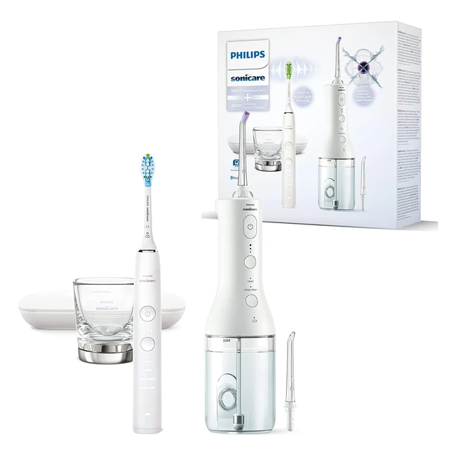 Philips Sonicare Power Flosser & DiamondClean 9000 Elektrische Zahnbürste – Saubere Zähne, gesundes Zahnfleisch, Plaqueentfernung (Modell HX386641)