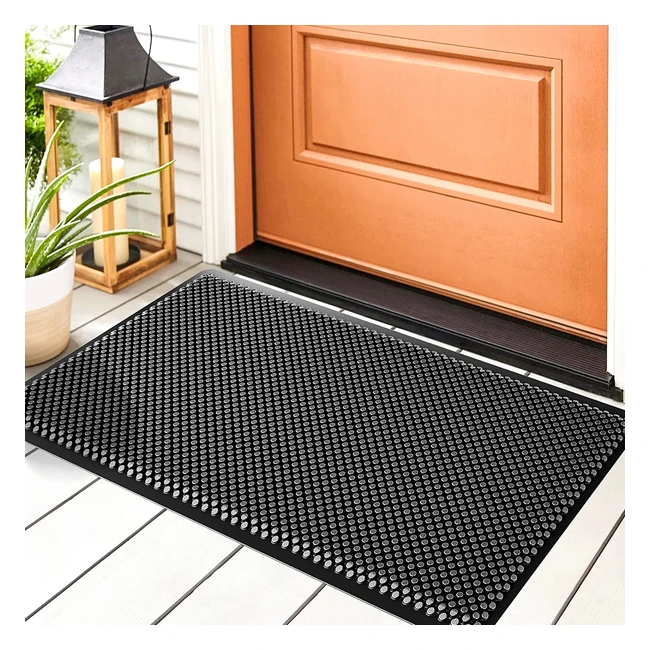 Paillasson en silicone noir lavable antidérapant pour entrée 43x76cm - Fowooyeen