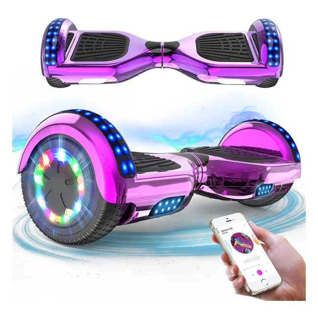 RCB 65-Inch Hoverboard with Bluetooth Speaker & Colorful LED Lights - Perfect Gift for Kids & Adults