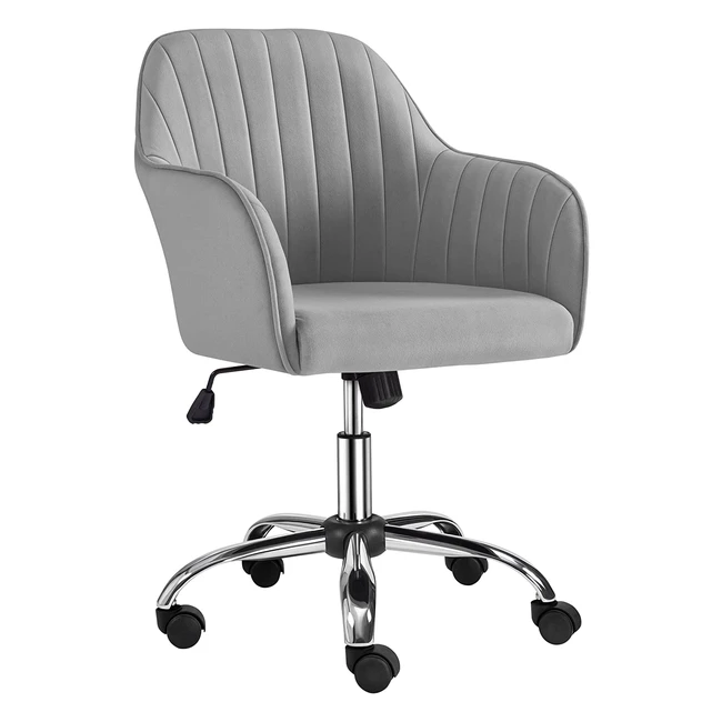 Yaheetech Bürostuhl - 360° Drehstuhl, höhenverstellbarer Schreibtischstuhl mit gepolstertem Samtstoff, bis zu 136 kg belastbar, für Home Office und Büro in Hellgrau