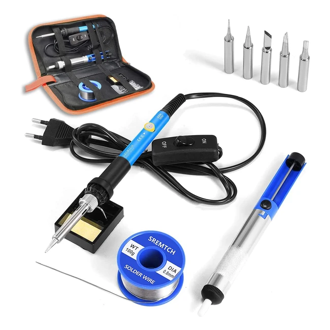 Soldador de estaño Sremtch 60W con temperatura ajustable y accesorios de soldadura