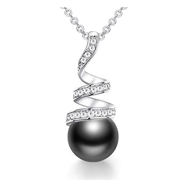 Collier perles femme en argent sterling 925 avec cristaux autrichiens - Cadeau fête des mères, Saint-Valentin, Noël