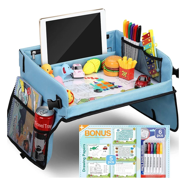 Plateau de voyage Cooljoy pour enfant avec plateau amovible et lavable - Jouet multifonctionnel pour voiture