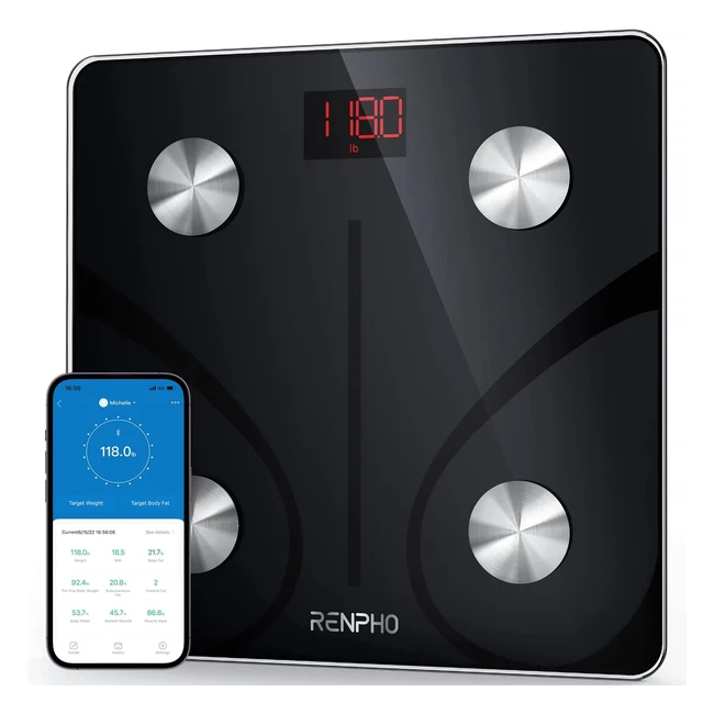RENPHO Körperfettwaage Bluetooth Smart Waage für Körperanalyse mit App - BMI, Muskelmasse, Protein, BMR