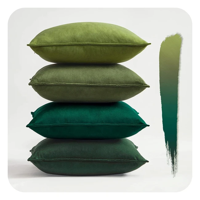 Housse de coussin Topfinel 40x40 vert lot de 4 en velours doux pour décoration chambre enfant, canapé, lit, salon, fauteuil, bureau, chaise, voiture, jardin - motif uni