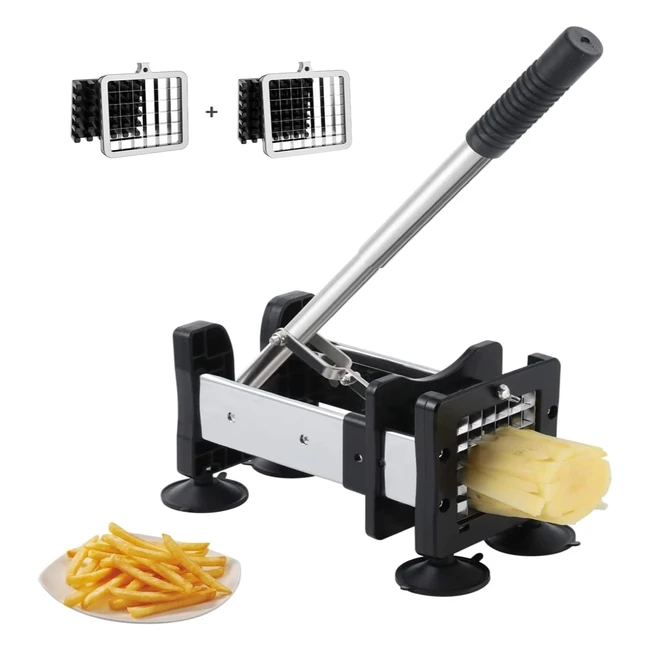 Tophie Potato Chipper - 2 Stainless Steel Blades - Non-Slip Feet - Perfect for Potatoes, Carrots, Cucumbers