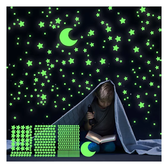 Pegatinas de pared fluorescentes con estrellas y luna brillantes para decorar do