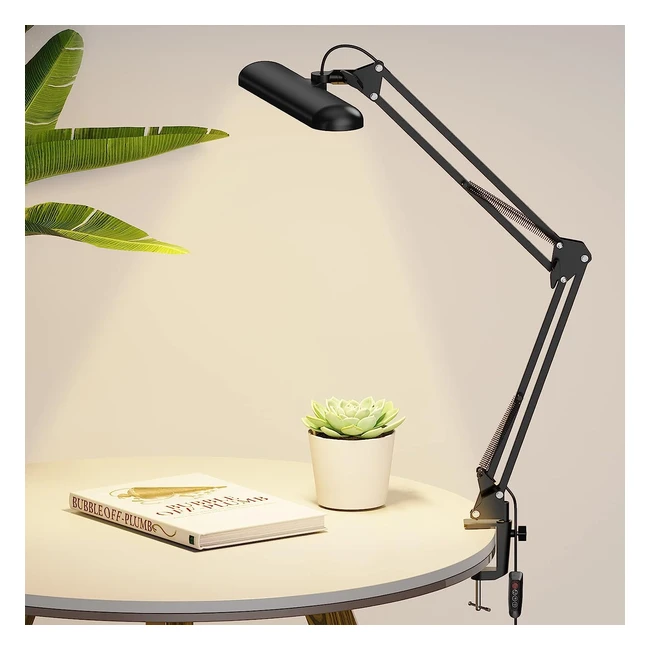 Skyleo LED Desk Lamp Clamp - Eyecaring, 3 Modes x 10 Brightness Levels, 12W, Black
