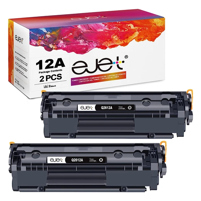 Cartouche de toner de remplacement ejet pour HP 12A Q2612A - Noir 2 pack - Haute capacité