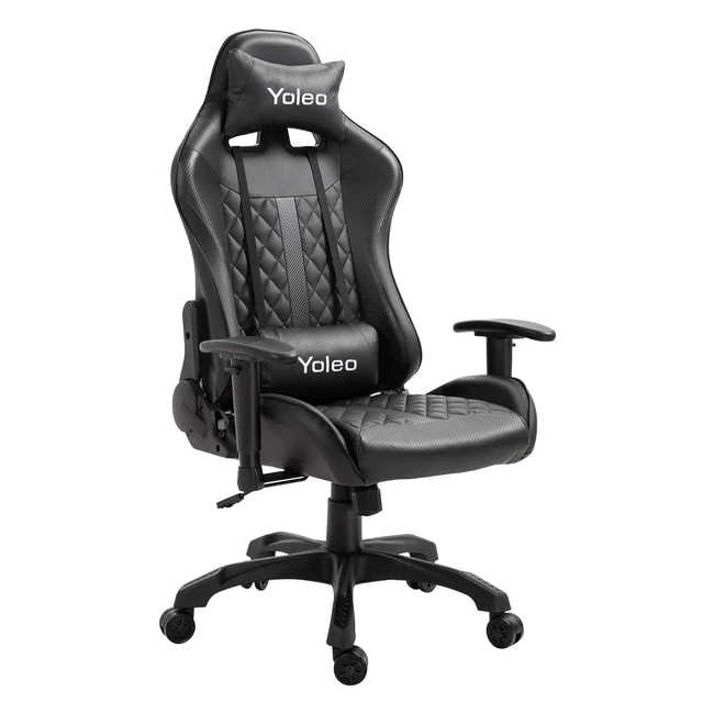 Silla Gaming Profesional Yoleo - Ajustable y Ergonómica - Carga Máxima 150kg - Negro