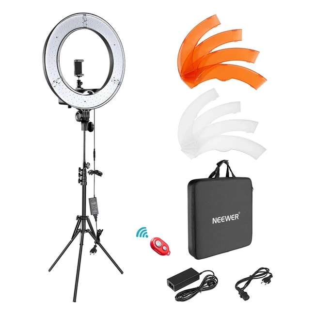 Luce Anulare LED Neewer 48cm Esterno 52W 5500K Dimmerabile con Stativo e Borsa Trasporto per Smartphone Youtube Autoriprese