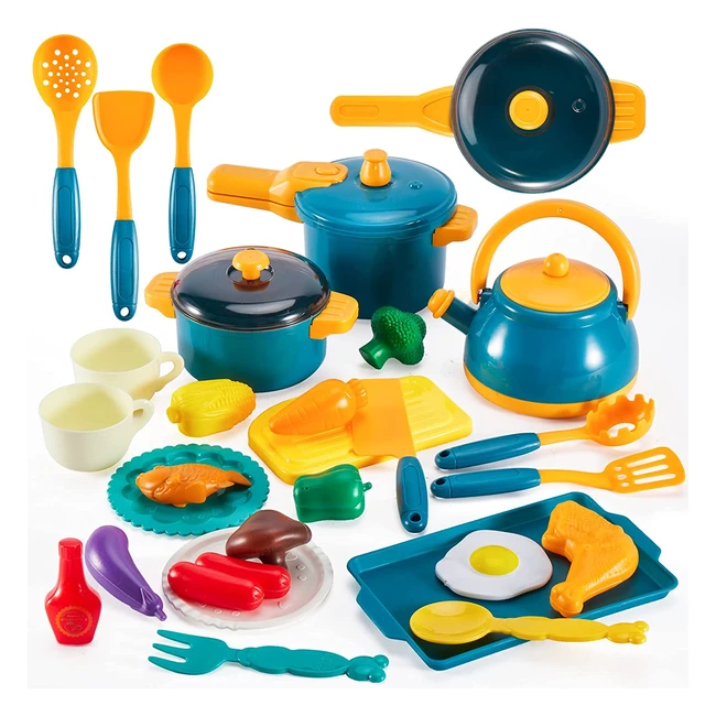 Linfun Kids Toy Kitchen Set - Play Pots Pans  Cookware for Children Aged 3-6