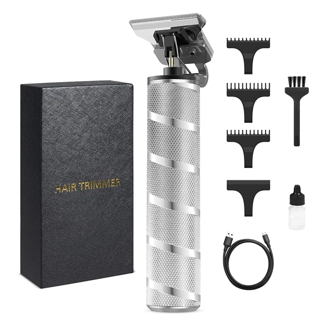 Professional Hair Clippers for Men - T-Blade Trimmer with Precision Cutting, Cordless Electric Haircut Kit for Adults and Kids, Adjustable Grooming with Guide Combs by Brand, Silver