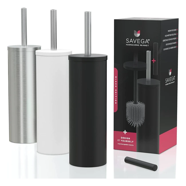 Savega Original Toilettenbrste aus Edelstahl und Silikon mit Spritzschutz und 