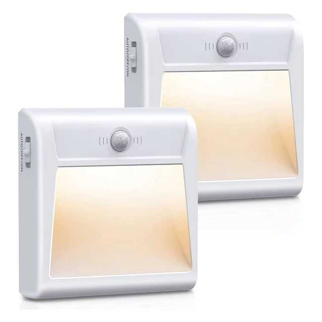 Stick-On Night Lights 2 Pack - Motion Sensor Lights with 3 Modes and Built-In Magnet for Wardrobe, Closet, Kitchen, Bedroom, Stairs - Battery Powered Warm White Lights