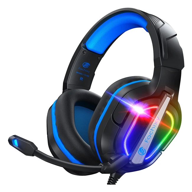 Casque de jeu FC200 pour PS4/PS5/PC/Xbox/Nintendo Switch avec micro antibruit et lumière RGB - Fachixy