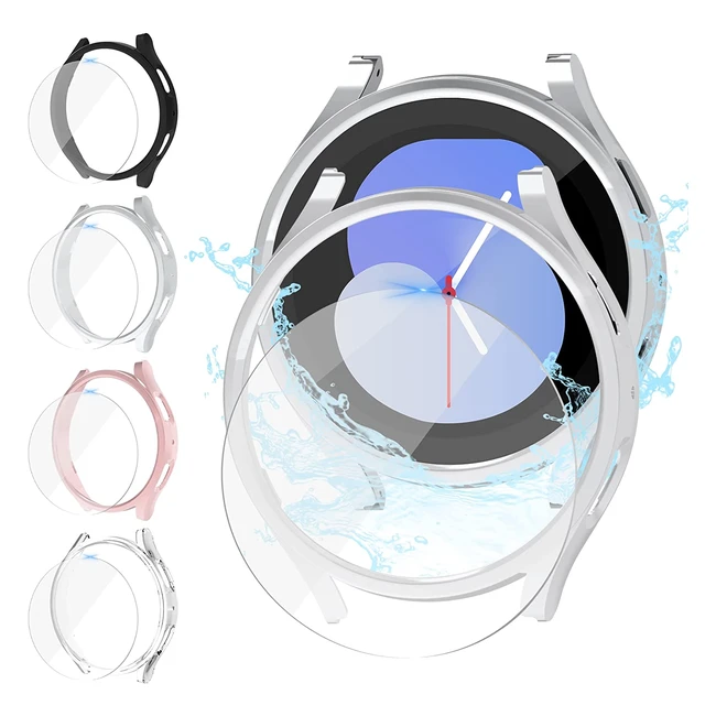 Coque de protection JVChengxi pour Samsung Galaxy Watch 5/4 - 44 pièces, rigide, 9H verre trempé, noir/argent/or/rose