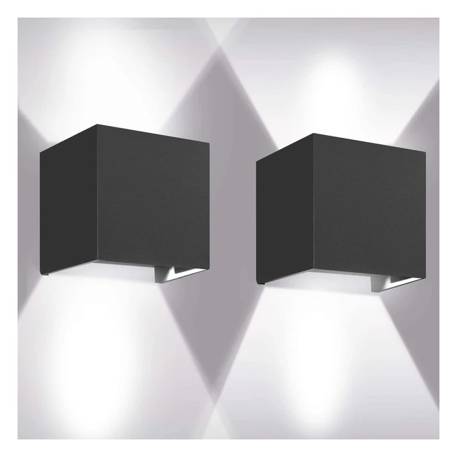 Applique Murale LED 12W IP65 - LEDMO 2pcs 6000K - Intérieur/Extérieur - Régable - Anti-eau - Pour Chambre, Maison, Couloir, Salon