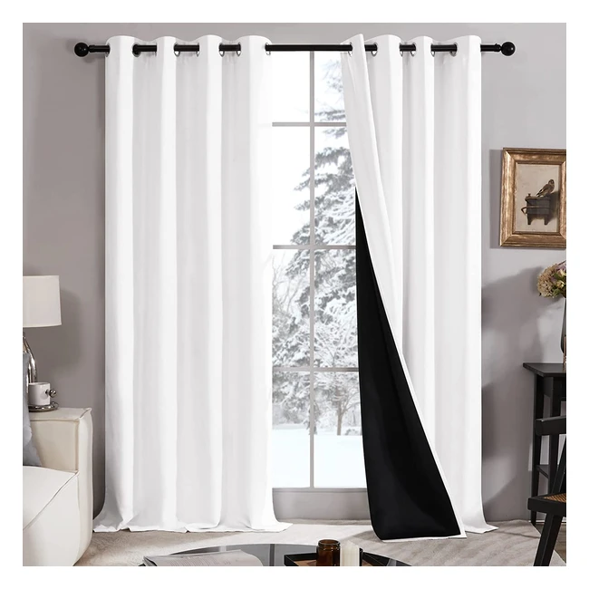 Rideaux Deconovo 100% occultants, isolants thermiques, décoratifs pour salon et chambre - 2 pièces 140x260cm blanc