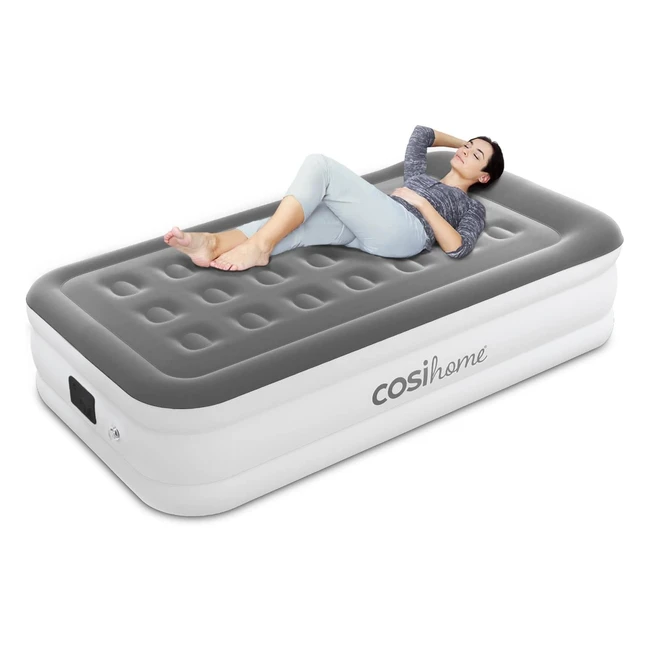 Cosi Home Premium Single Air Bed with Electric Pump, Raised Pillow, and Storage Bag - Fast Inflation and Full-Body Support