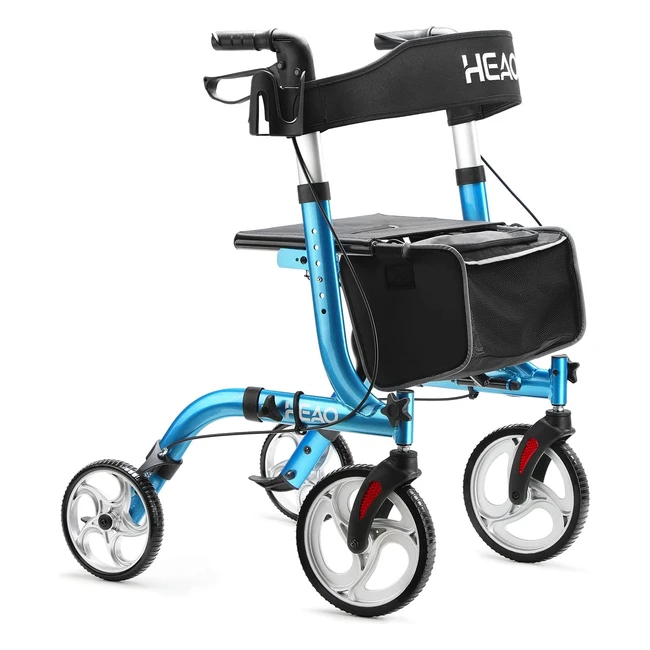 HEAO Rollator mit Sitz klappbar All-Terrain Rder belastbar bis 150kg blau