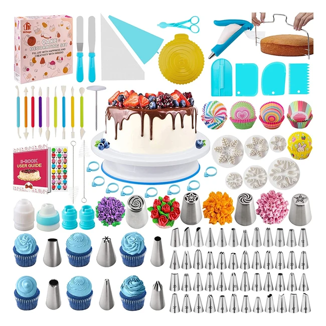 Kit Pâtisserie Professionnel 301 Pièces - Plateau Tournant, Douilles, Poche à Douille, Décoration de Gâteaux