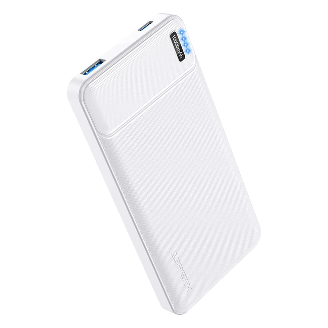 Power Bank Asperx 10000mAh con carga rápida PD 20W y QC3.0 para iPhone Samsung Xiaomi - Entrada y salida USB-C