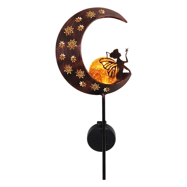 100cm Metal Fairy Solar Stake with Crackle Glass Ball for Garden Decorations