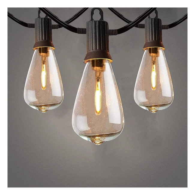 Guirlande Lumineuse Extérieure Zotoyi ST38 15m avec 252 Filaments LED Ampoules Étanches pour Décoration de Jardin Fête Patio Mariage - Blanc Chaud 2700K