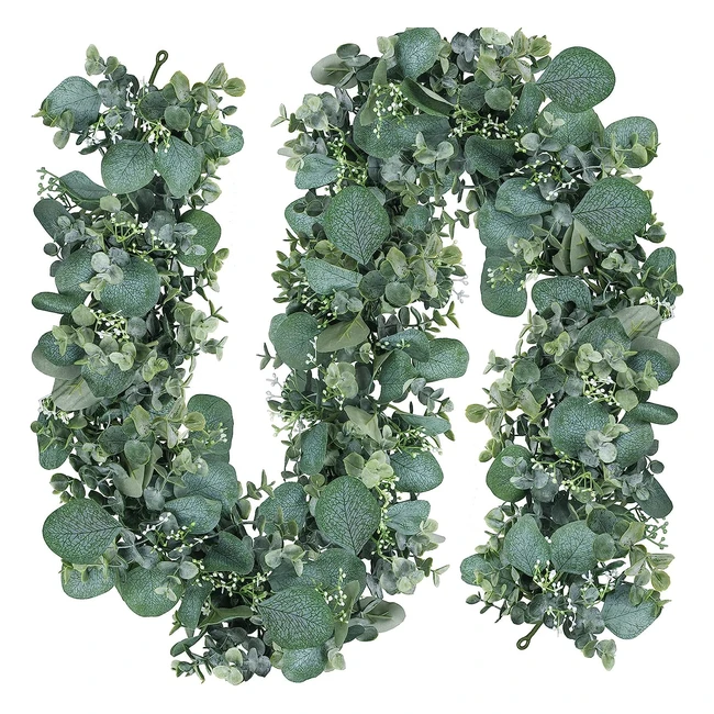 Künstliche Eukalyptus Girlanden mit Weidenblättern und weißen Blumen - 4 Stück