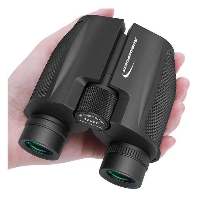 Aurosports 12x25 Compact Binoculars for Adults and Kids - Lightweight, High Powered, Easy to Focus - Ideal for Bird Watching, Hunting, Traveling, Hiking, and Concerts