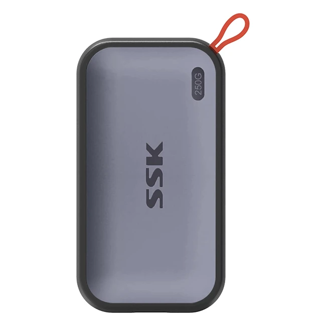 SSD NVMe externo portátil SSK de 250GB con velocidad de transmisión extrema de hasta 1050MB/s, USB-C 3.2 Gen2 para smartphone, PS5, Xbox, MacBook y más
